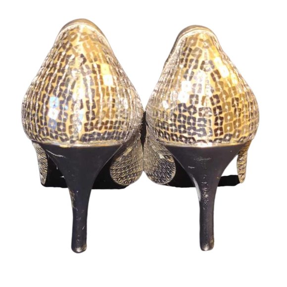Style & Co. Silver Sequined Square Peep Toe Heels - Picture 7 of 8